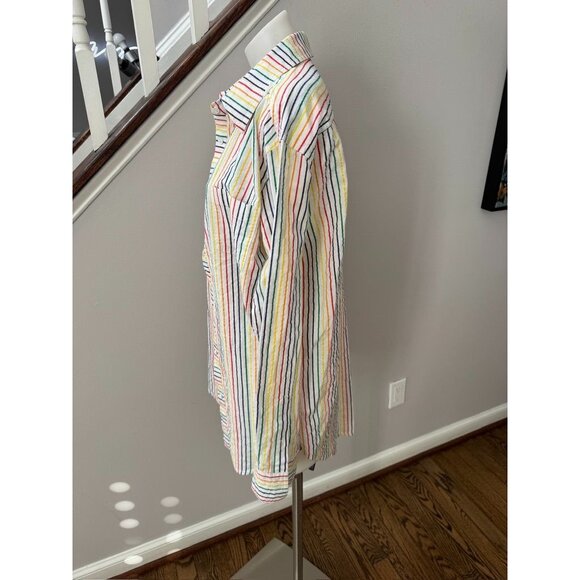 Solid & Striped Women Shirt Top Rainbow Stripe Button Down Small - Picture 3 of 3